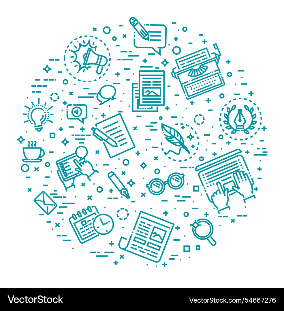 Simple set of copywriting related line Simple set of copywriting related line vector image