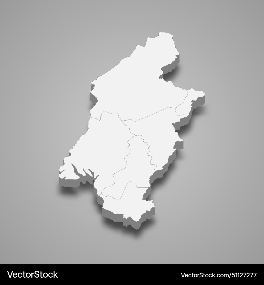 3d isometric map of southwest is a region of Vector Image
