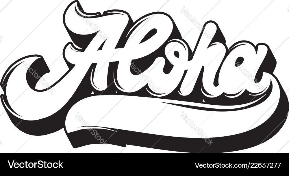Aloha handwritten lettering made in 90s style Vector Image
