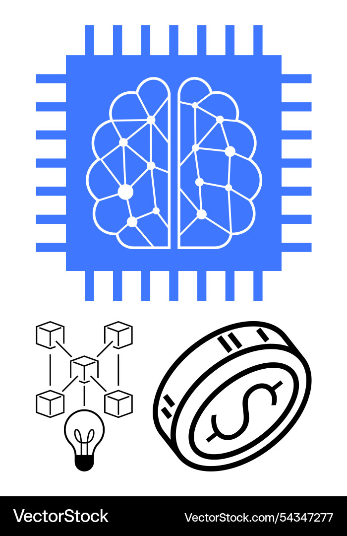 Artificial intelligence blockchain technology Artificial intelligence blockchain technology vector image
