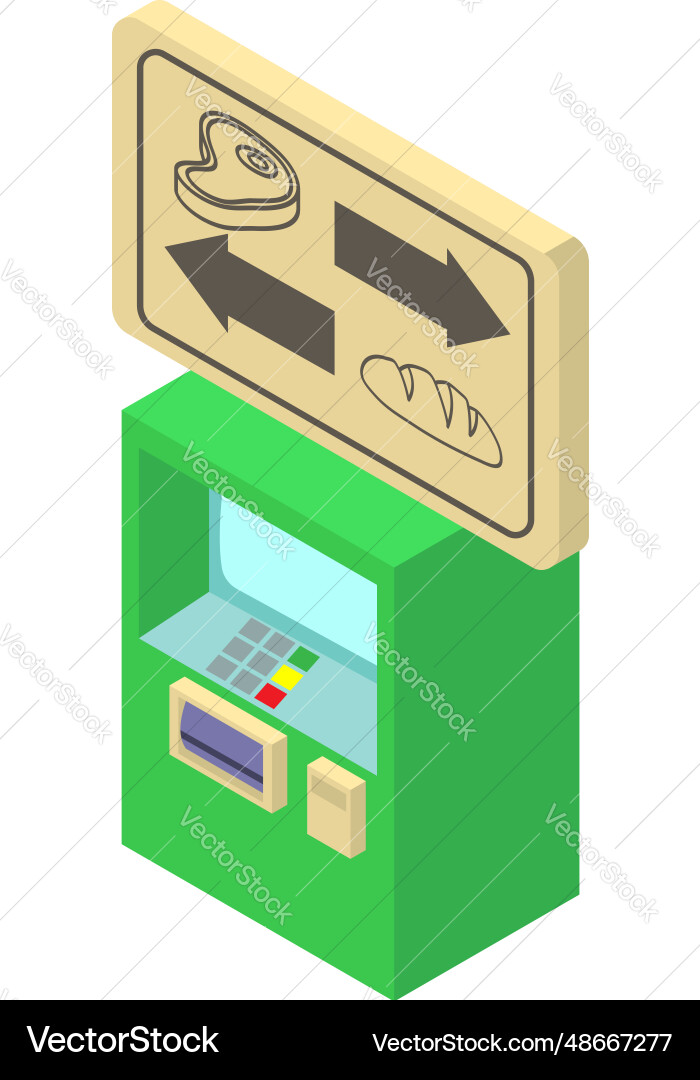Bank atm icon isometric arrow pointer Vector Image