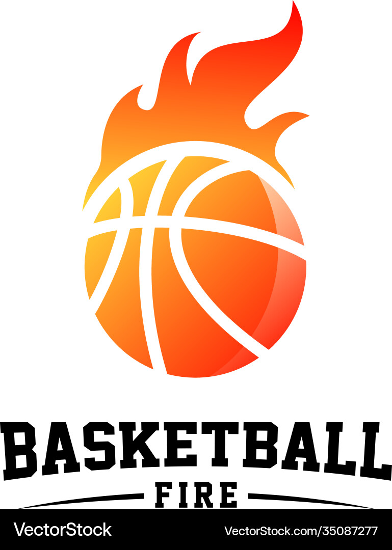 Basketball Fire Emblem Logo Vector Image