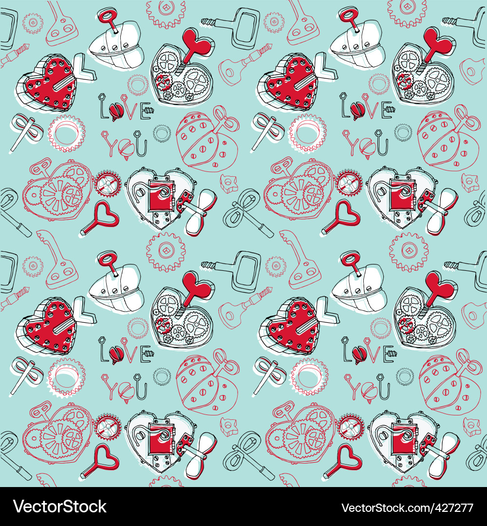 Clockwork Heart Pattern Vector Image