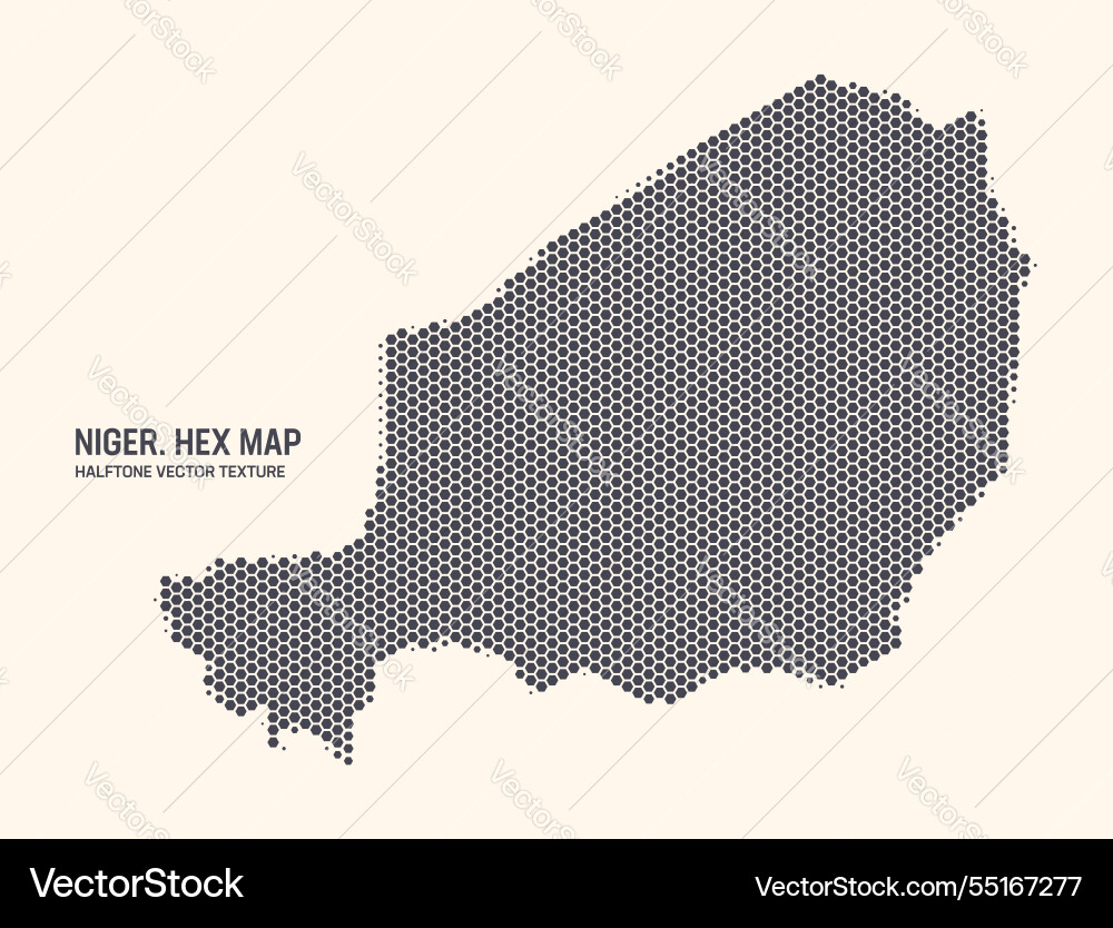 Niger map hexagonal half tone pattern isolated Niger map hexagonal half tone pattern isolated vector image
