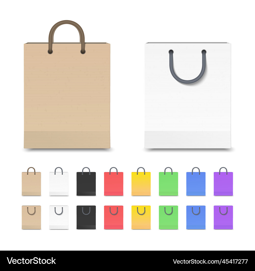 Realistic detailed shopping bag with string handle Realistic detailed shopping bag with string handle vector image