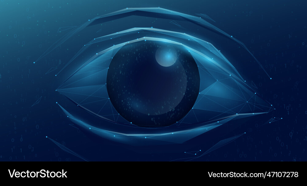 Human eye security technology with binary Human eye security technology with binary vector image