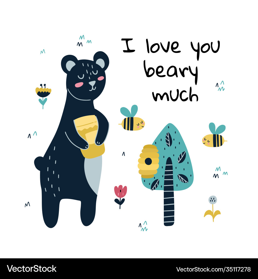 Ich liebe dich beary viel Druck mit einem süßen Bären Ich liebe dich beary viel Druck mit einem süßen Bären vektorbild