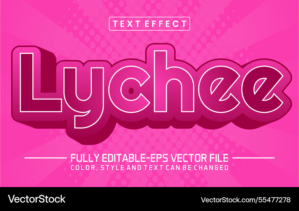 Lychee text editable style effect vector image