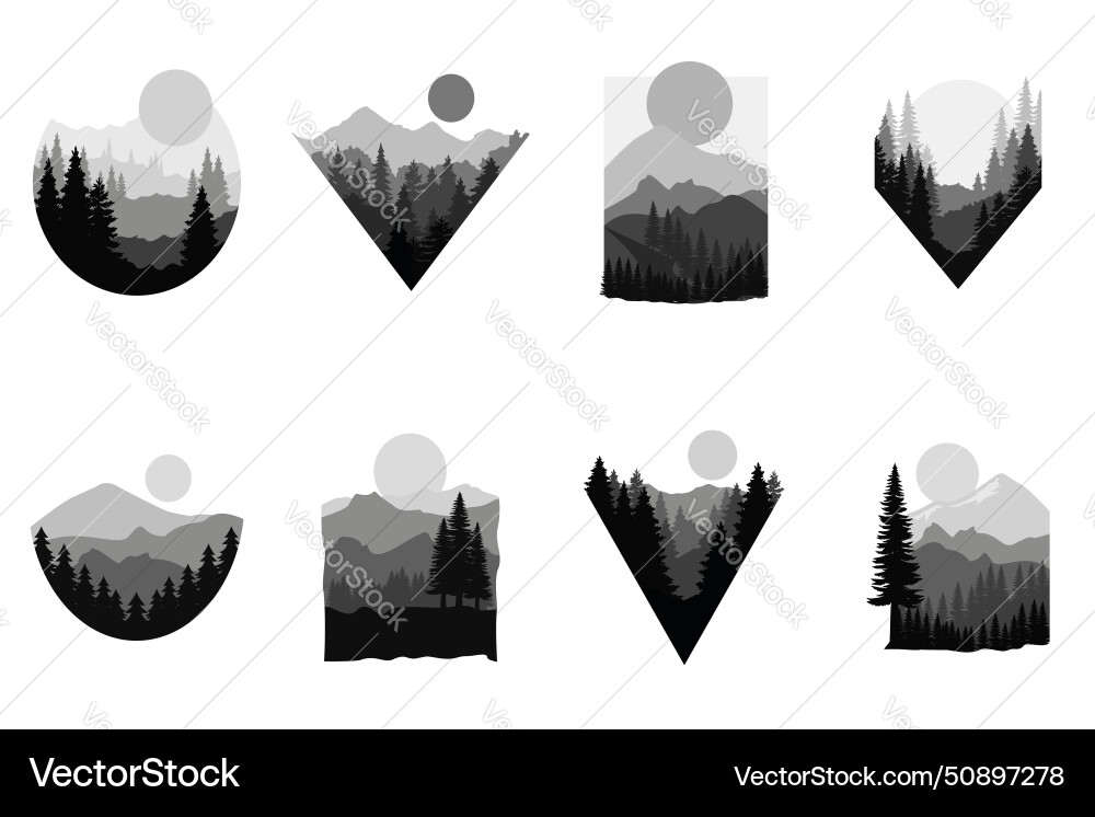 Mountain graphic collection set vector image