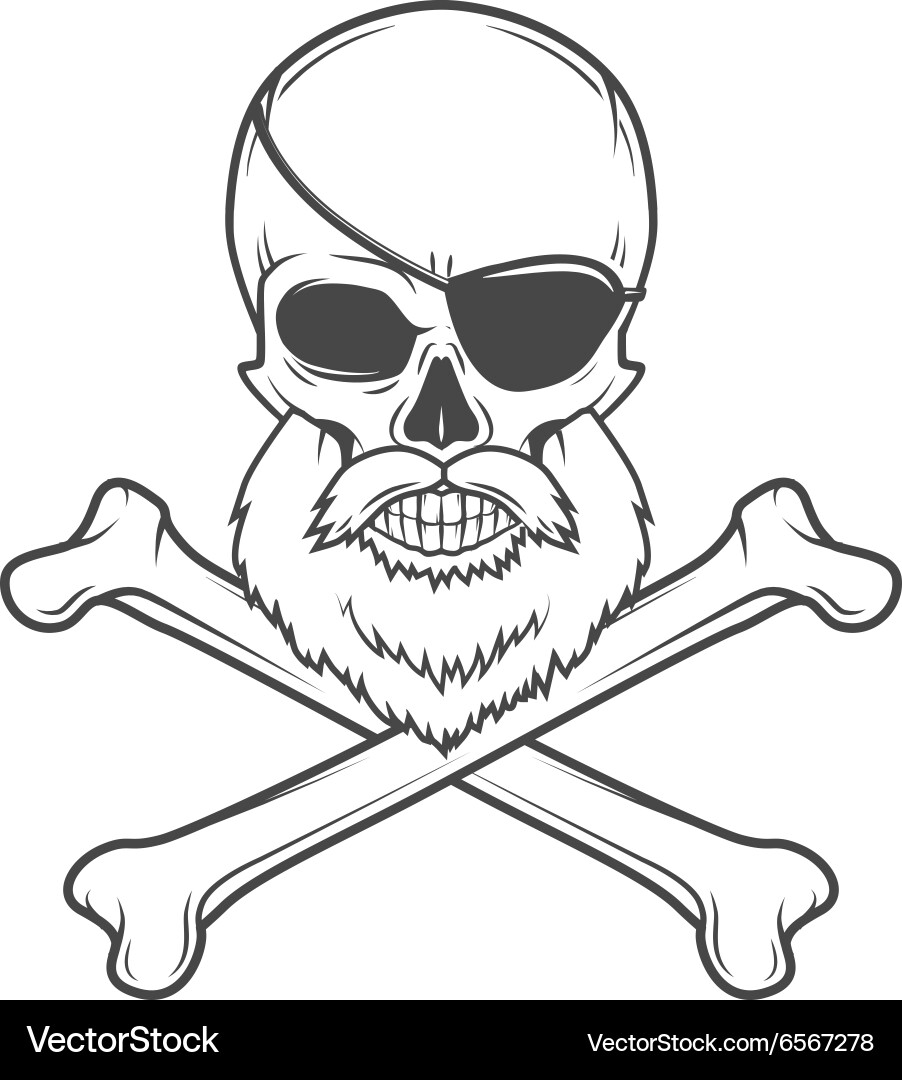 Pirate Skull with Eye Patch Vector Image