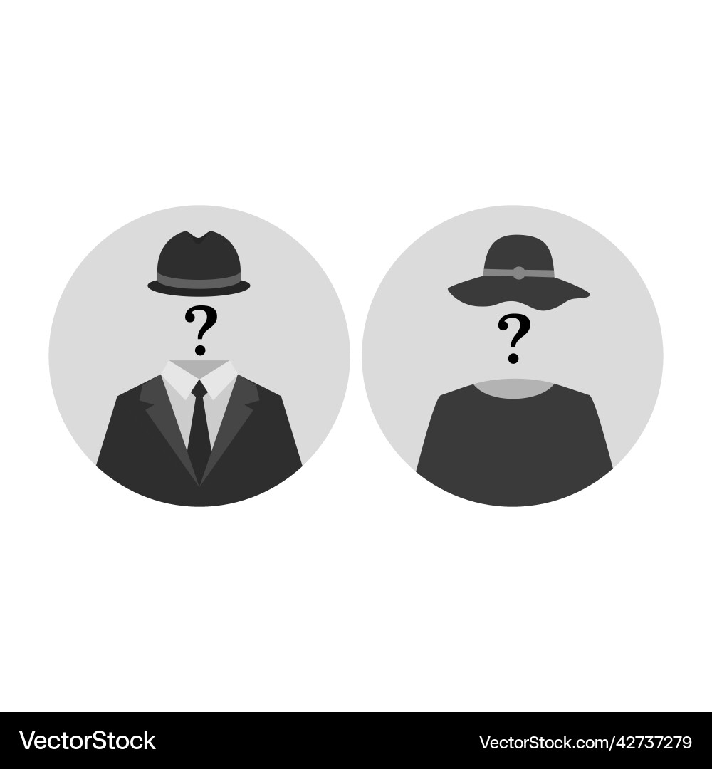 Anonymous man and woman grey silhouettes vector image