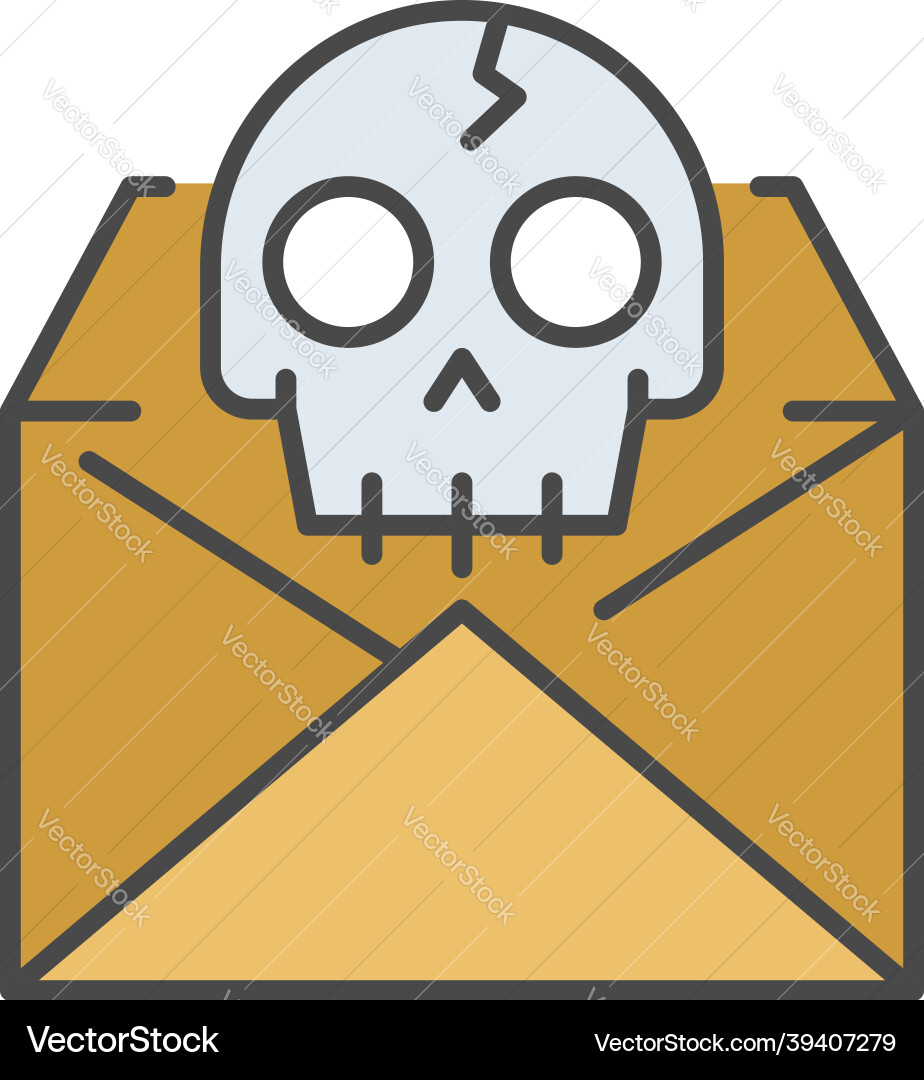 Hacking email icon color outline Hacking email icon color outline vector image