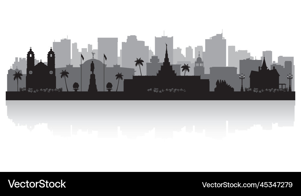 Phoenix arizona city skyline silhouette vector image