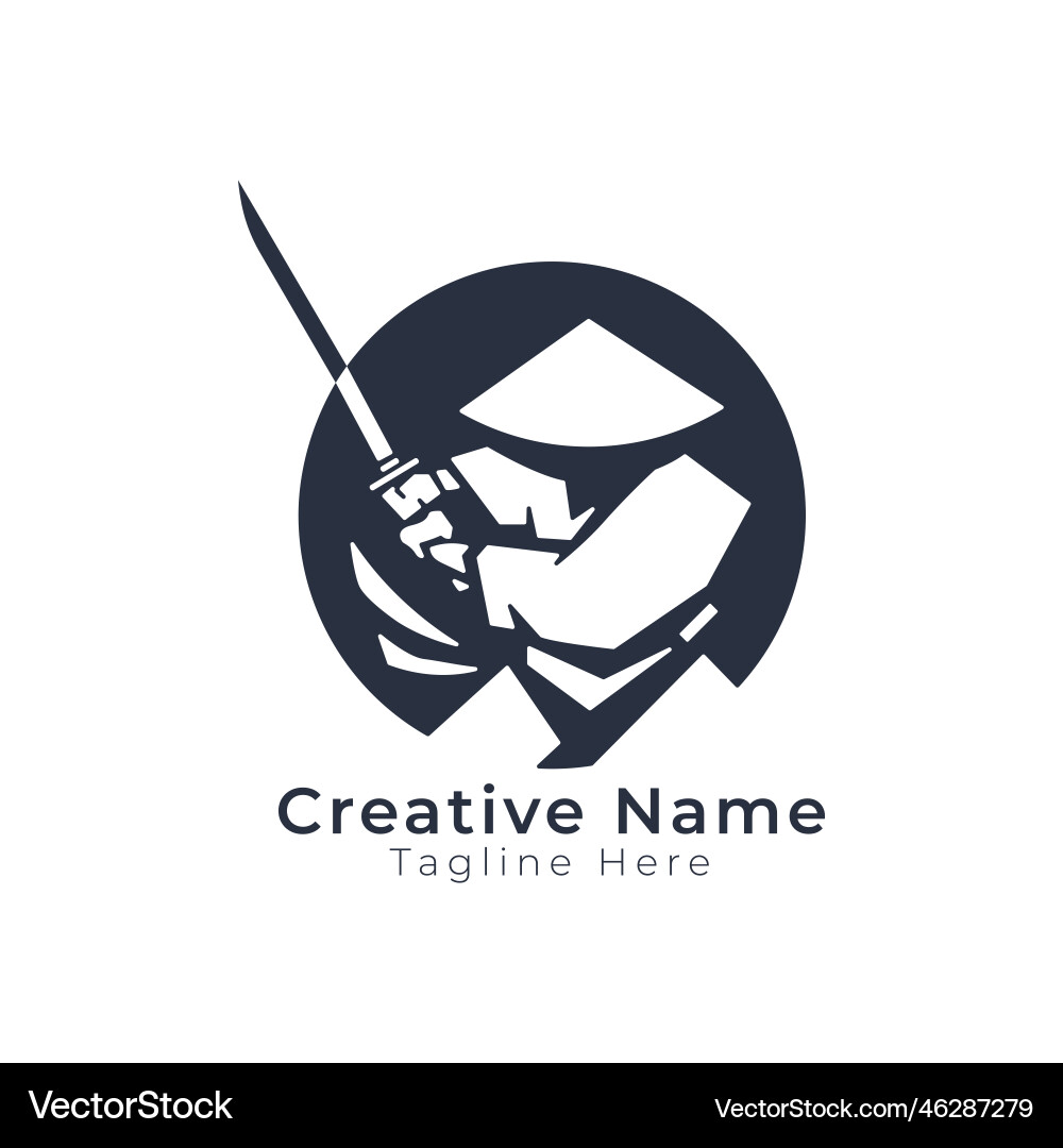 Samurai logo circular ronin ninja with sword log Vector Image