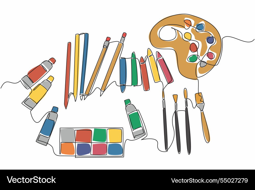 Single continuous line drawing some vector image