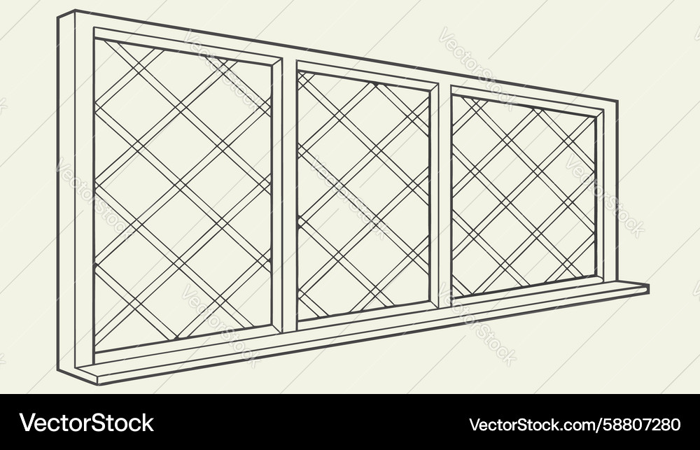 Classic window frame with crosshatch grid Vector Image