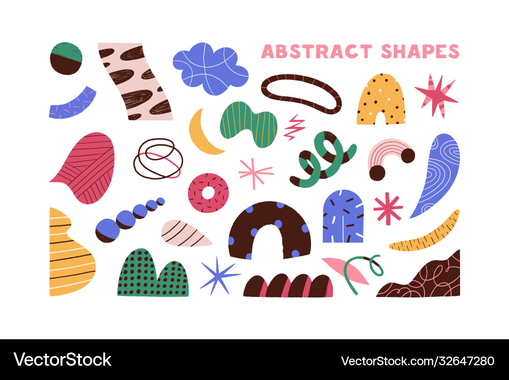 Colorful Doodle Objects - Abstract Shapes Vector Image