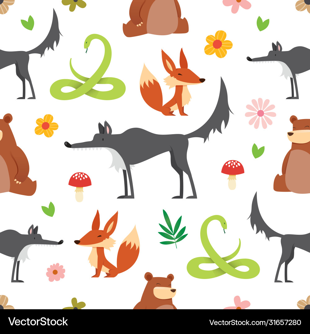 Cute Wild Animal Pattern vector image