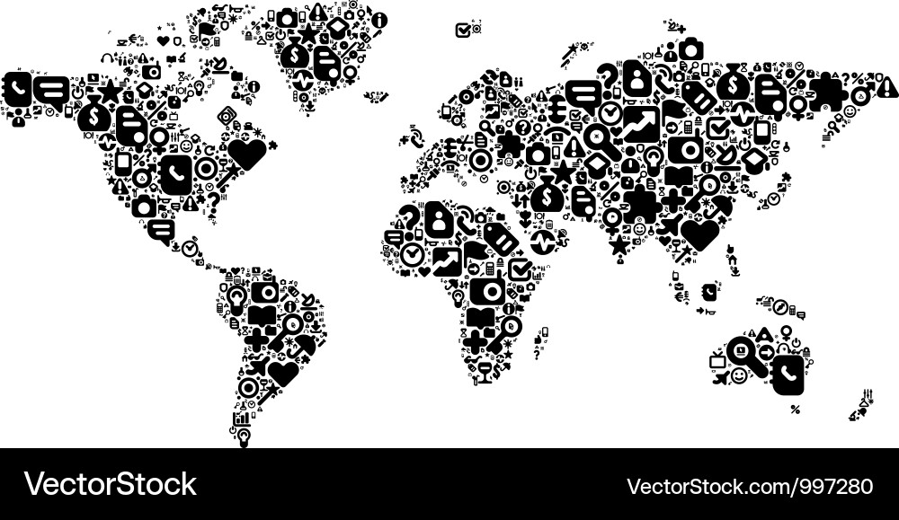 Global Icon Map Vector Image