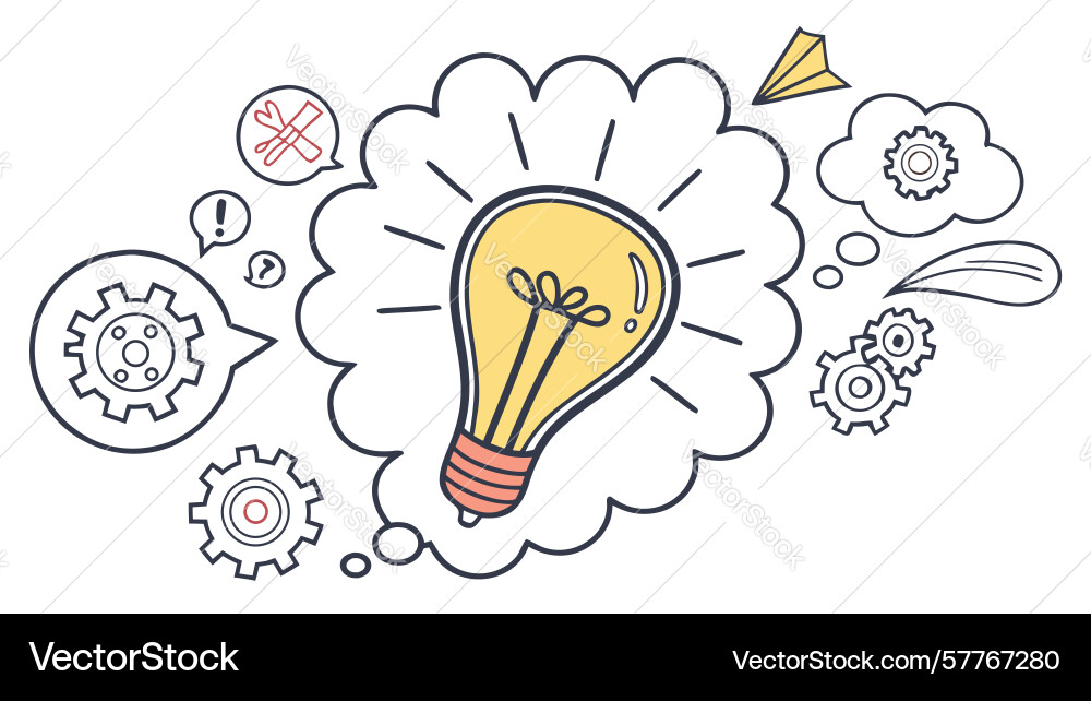 Light bulb with gears problem-solving vector image