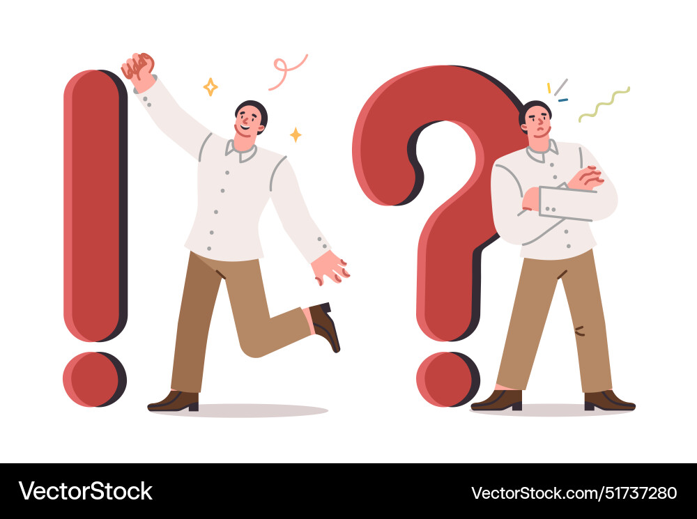 Man who thinks about question finds answer and way Vector Image