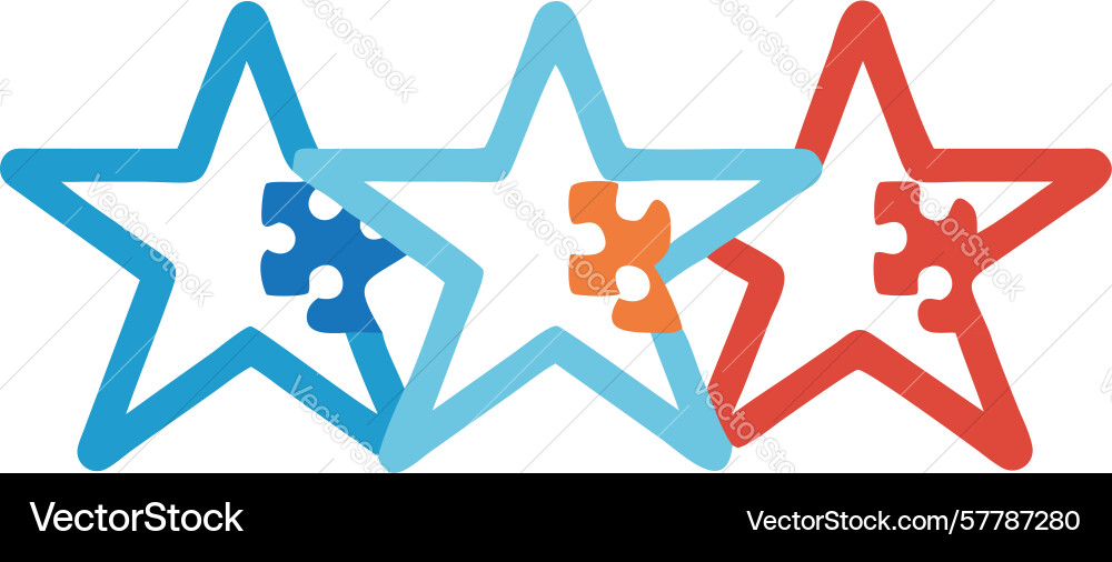 Outline star puzzle elements abstract connection Vector Image