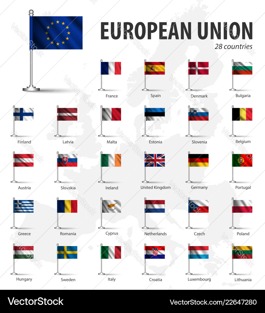 Realistic flag of european union eu