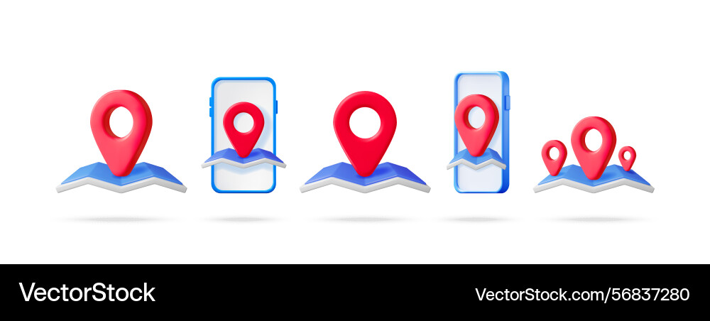 Red location pin on abstract map with smartphone Red location pin on abstract map with smartphone vector image