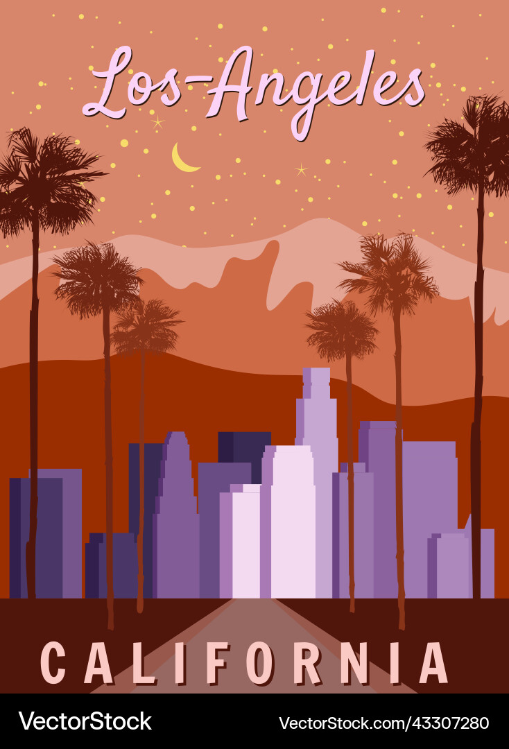 Retro poster los angeles downtown cityscape Retro poster los angeles downtown cityscape vector image