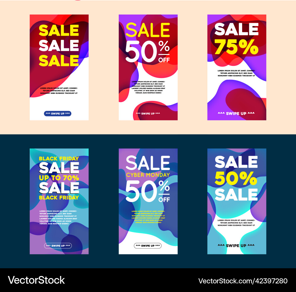Set of dynamic abstract shape modern fluid mobile Set of dynamic abstract shape modern fluid mobile vector image