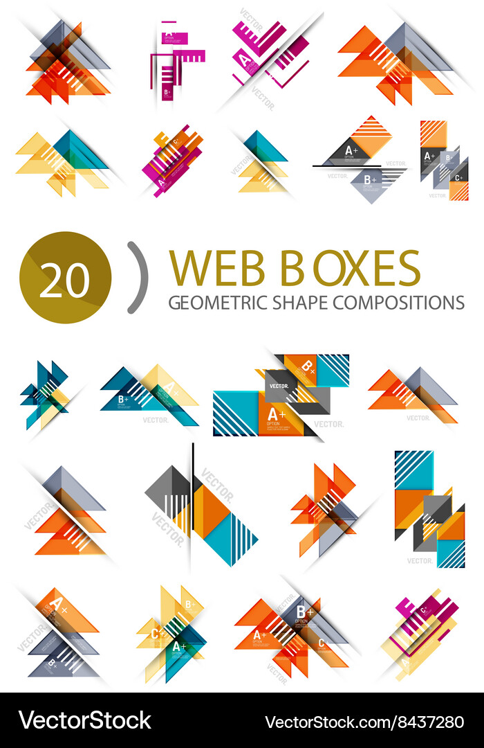 Set of web internet boxes with buttons and sample Vector Image