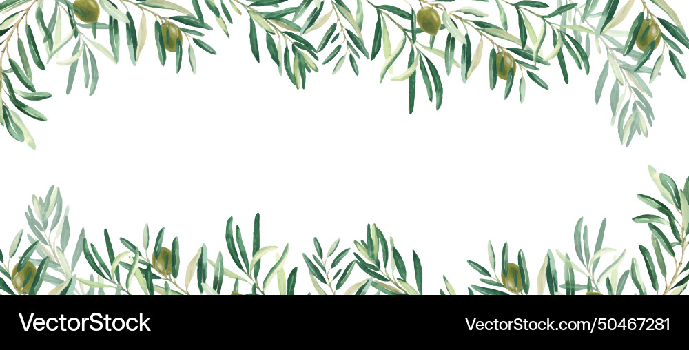 Horizontal frame border with olive branches Horizontal frame border with olive branches vector image
