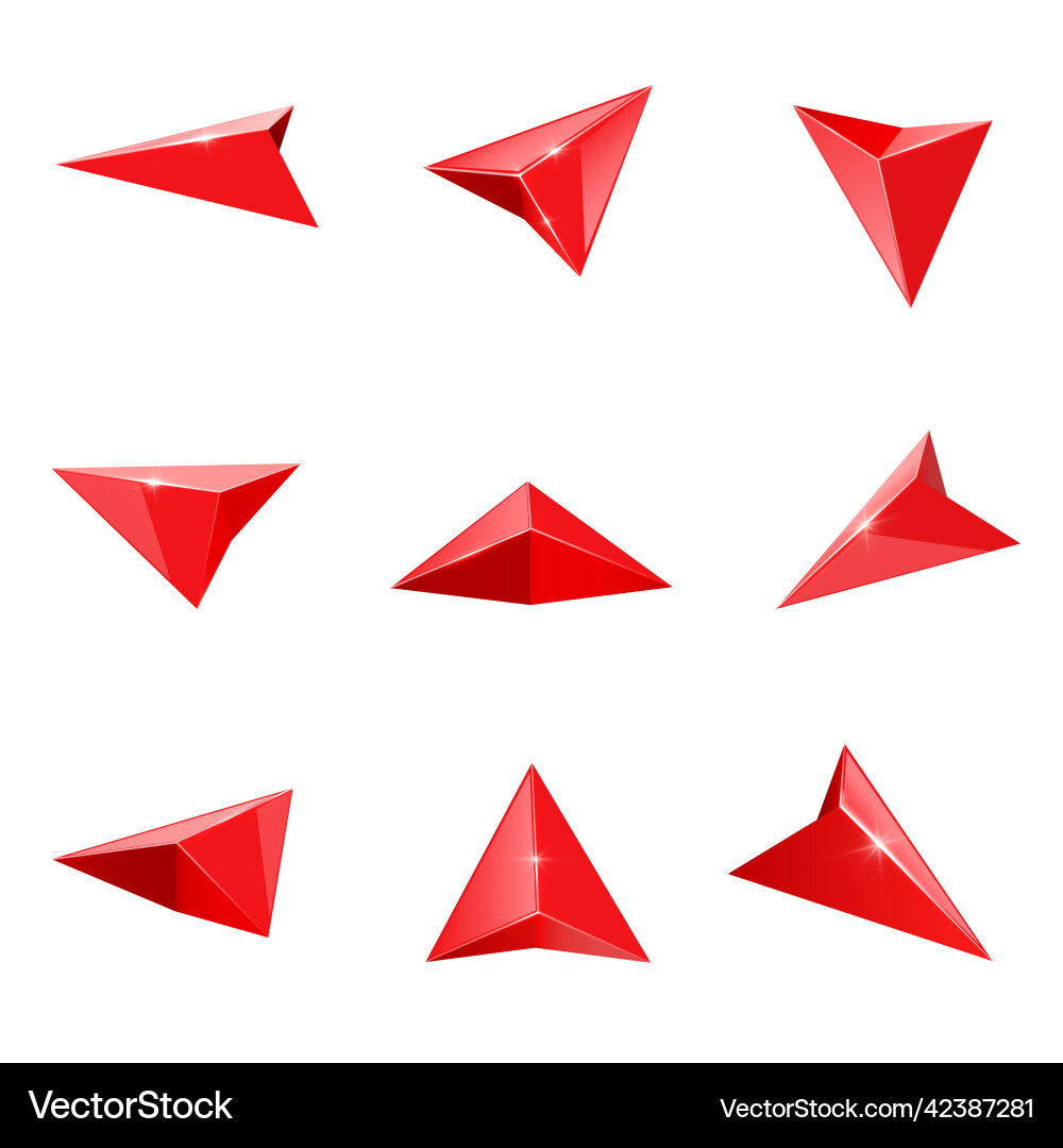 Red glossy navigation arrow realistic set Red glossy navigation arrow realistic set vector image