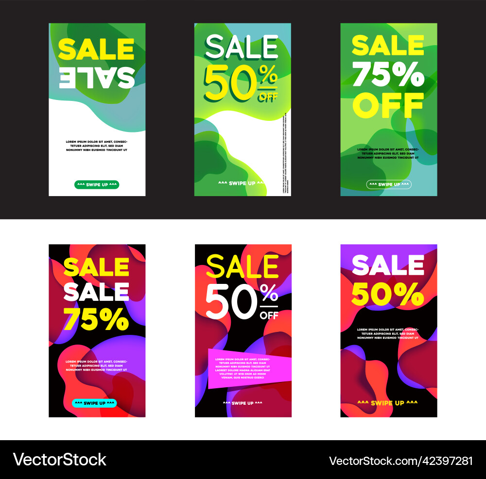 Set of dynamic abstract shape modern fluid mobile Set of dynamic abstract shape modern fluid mobile vector image
