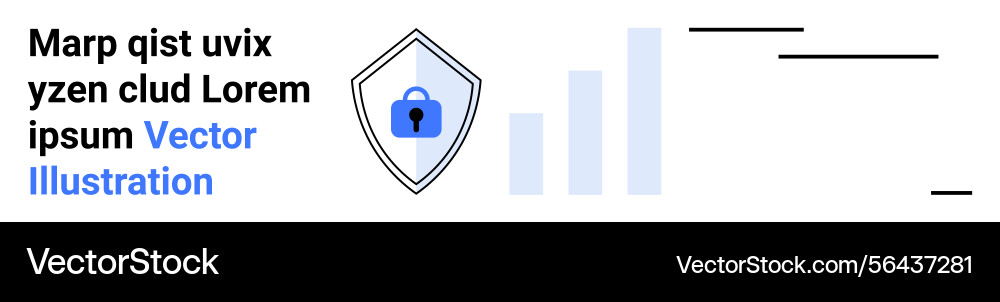 Shield with padlock and bar graph representing Shield with padlock and bar graph representing vector image