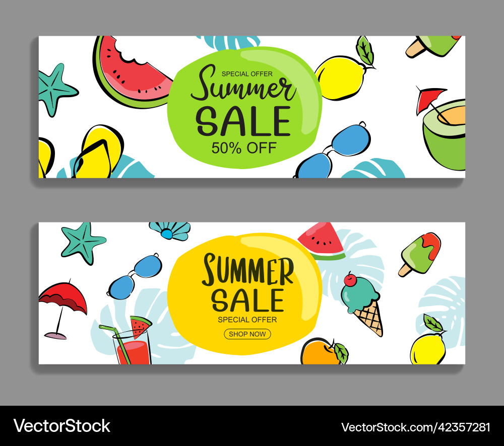 Summer sale banner cover template background vector image