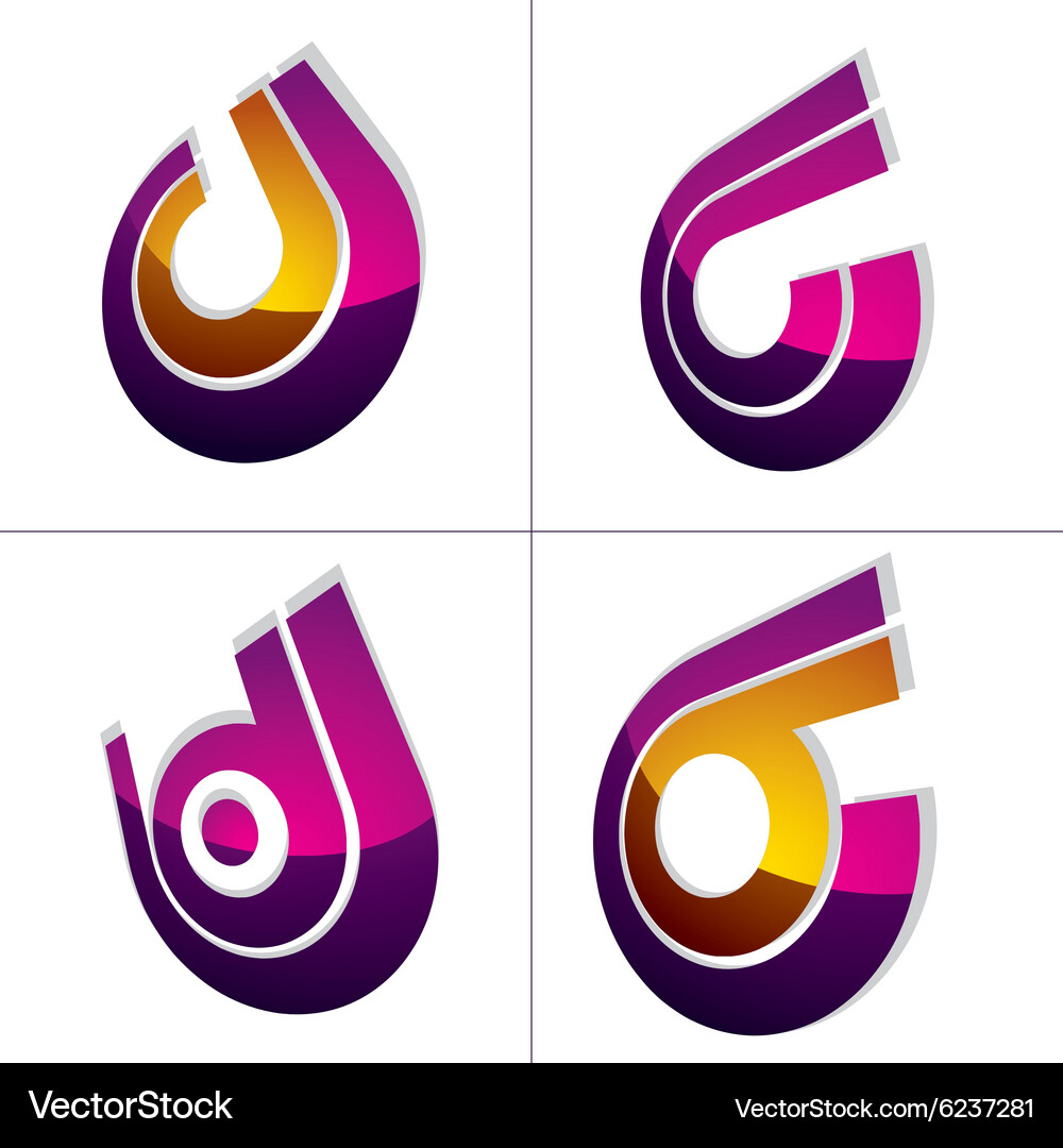 Three-dimensional colorful graphical icons set Vector Image