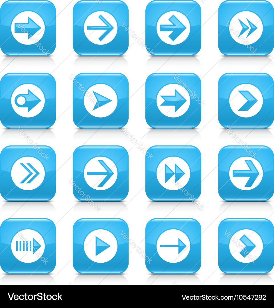 Blue arrow sign rounded square icon web button Vector Image