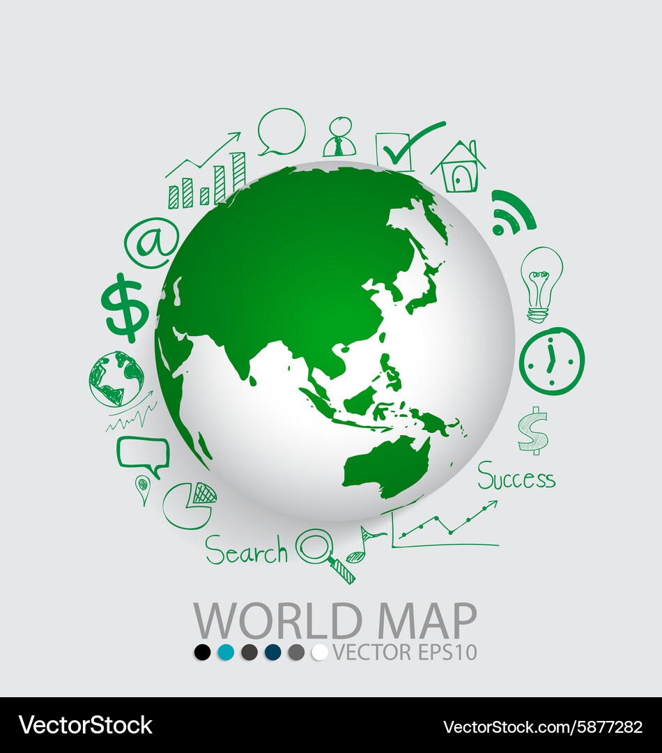 Modern globe with application icon template Vector Image