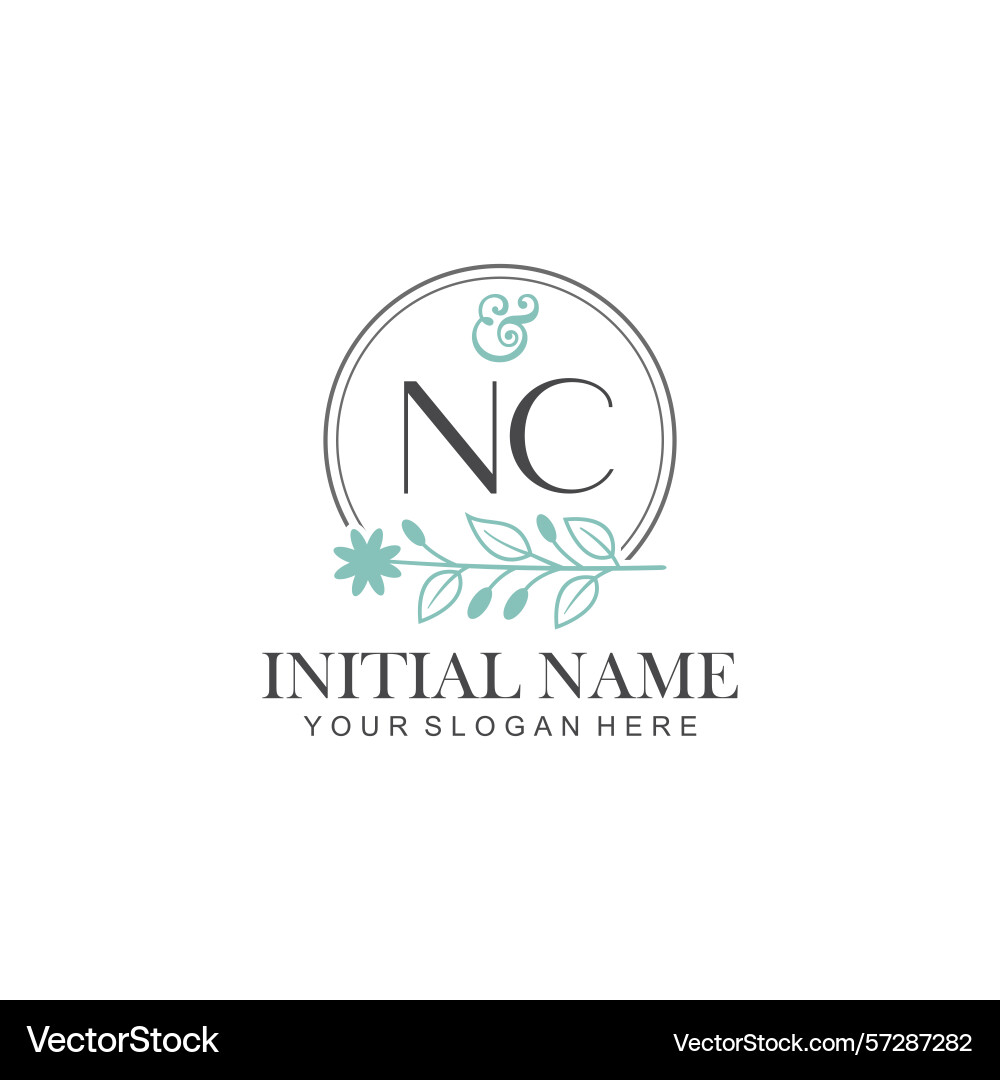 Nc initial logo templates with botanical elements Vector Image