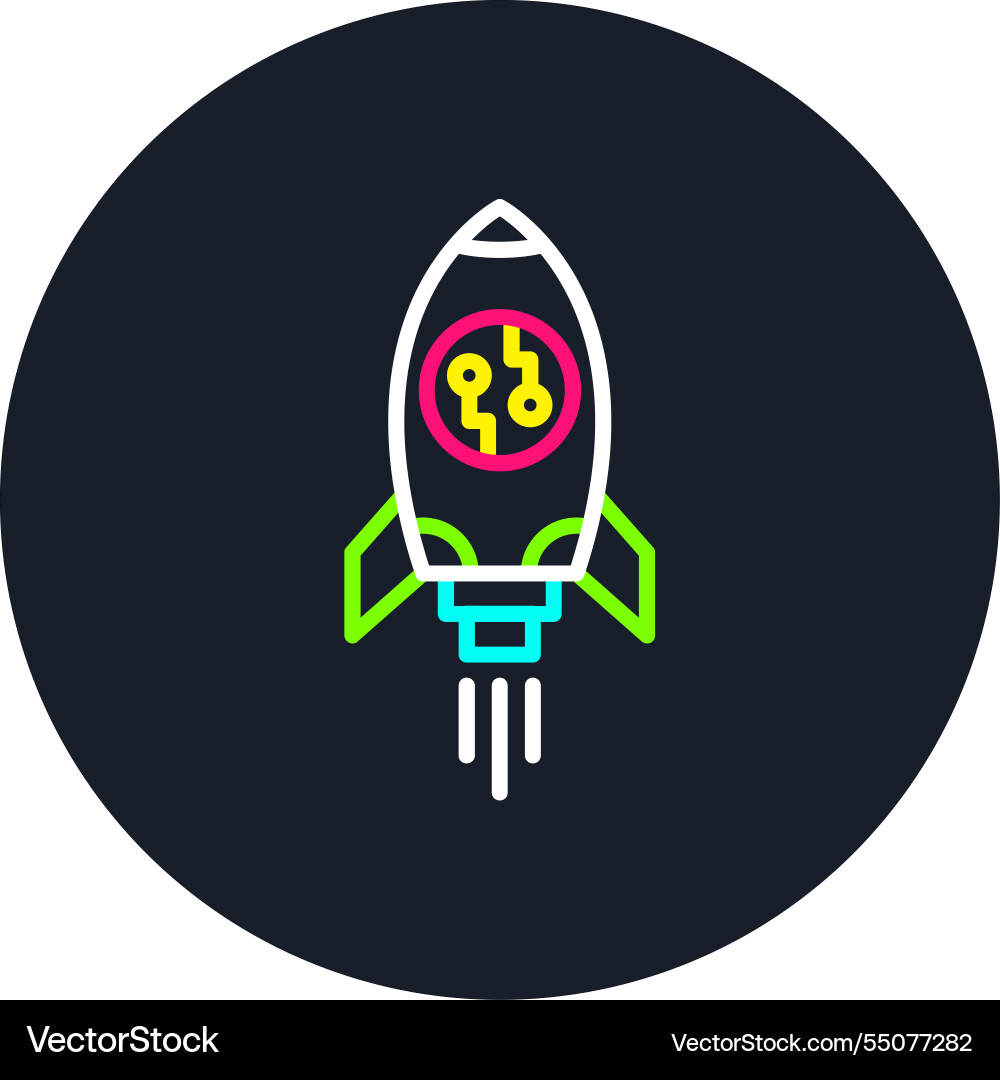 Rocket line multi color icon Vector Image