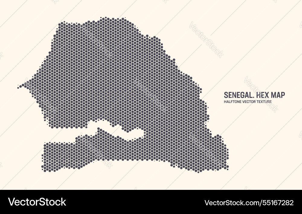Senegal map hexagonal half tone pattern isolated Senegal map hexagonal half tone pattern isolated vector image