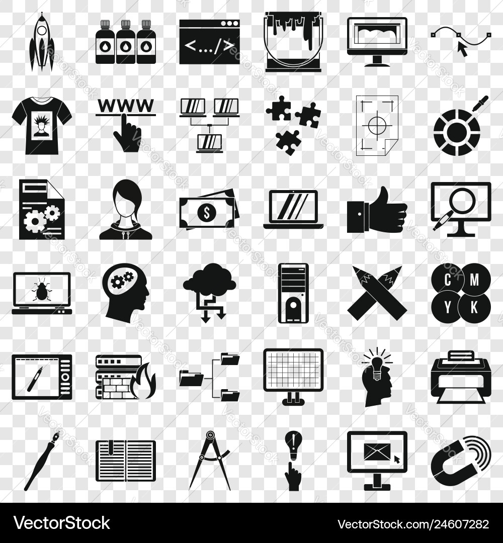 Web designer icons set simple style Web designer icons set simple style vector image