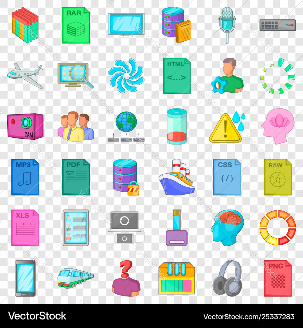 Cloud computing icons set cartoon style Cloud computing icons set cartoon style vector image