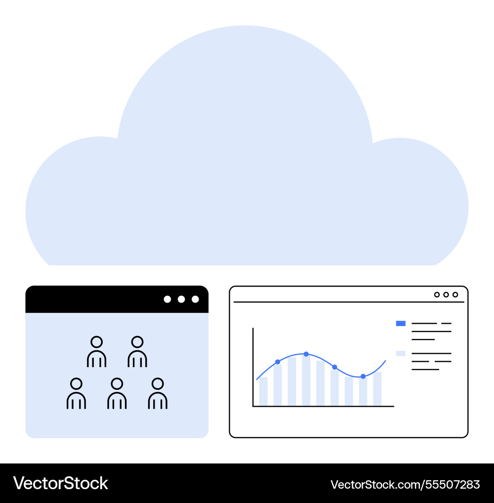 Cloud computing with user management and data Cloud computing with user management and data Vector Image