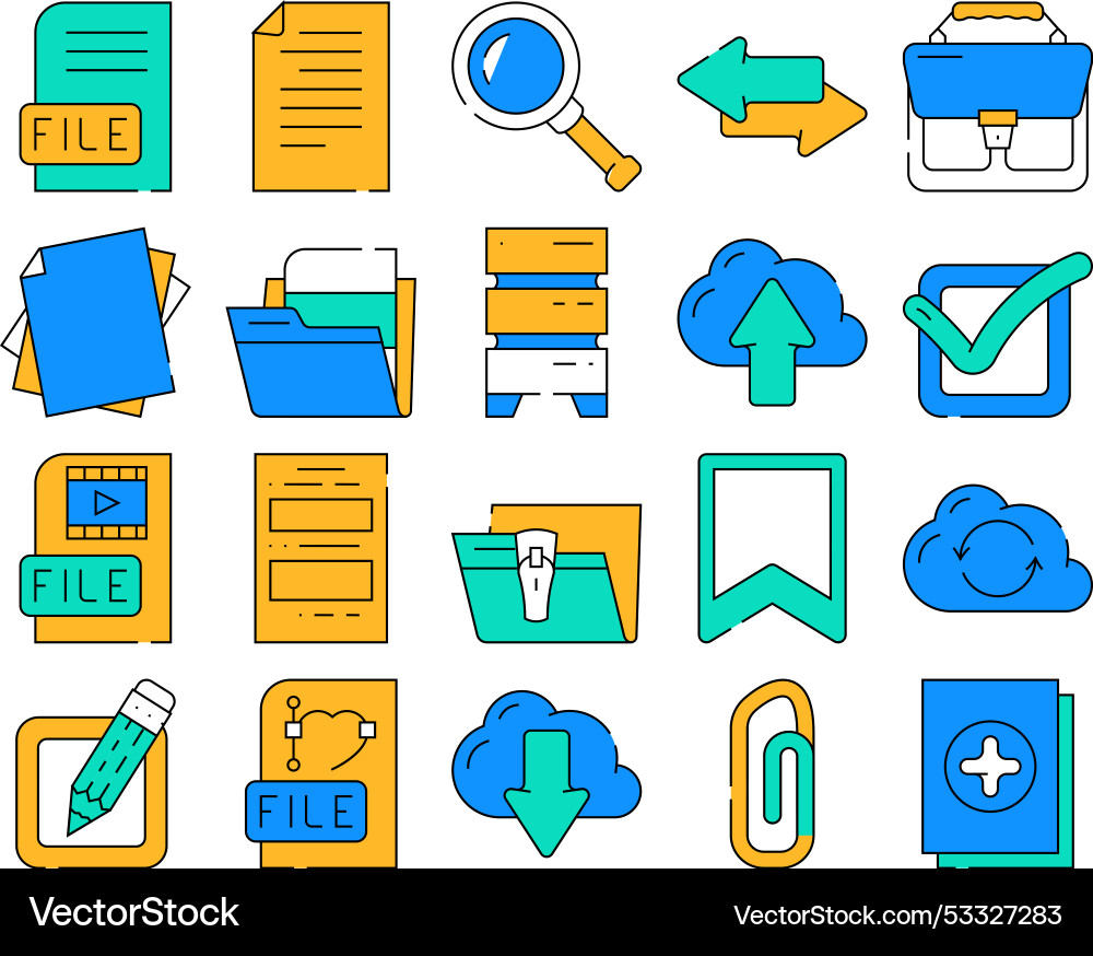File computer digital document icons set File computer digital document icons set vector image