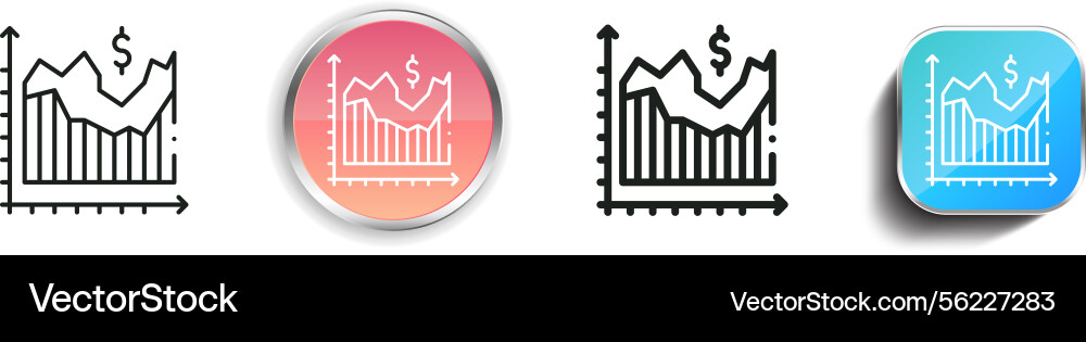 Line chart icon thin linear regular and button vector image