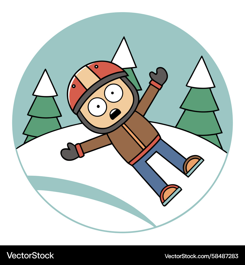 Man Falling While Skiing Vector Image