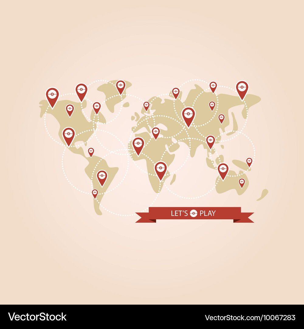 Pointers popular game on the world map Vector Image