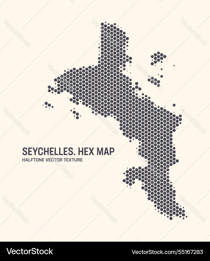 Seychelles map hexagonal half tone pattern Seychelles map hexagonal half tone pattern Vector Image